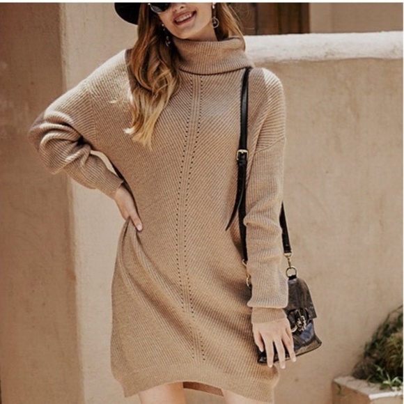 🎥 Turtleneck Sweater Knit Dress - Picture 6 of 17